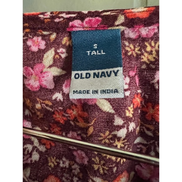 Old Navy Tall Floral Print Midi Dress Womens Short Sleeve Button Front V Neck - Picture 3 of 8